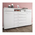 Cômoda 2 Portas 7 Gavetas Paris Branco Litoriane - Cômoda 2 Portas 7 Gavetas Paris Branco Litoriane