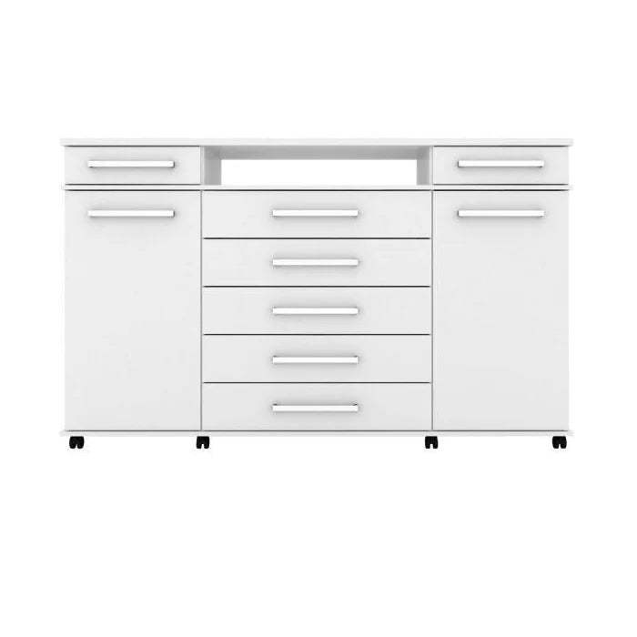 Cômoda 2 Portas 7 Gavetas Paris Branco Litoriane - Cômoda 2 Portas 7 Gavetas Paris Branco Litoriane