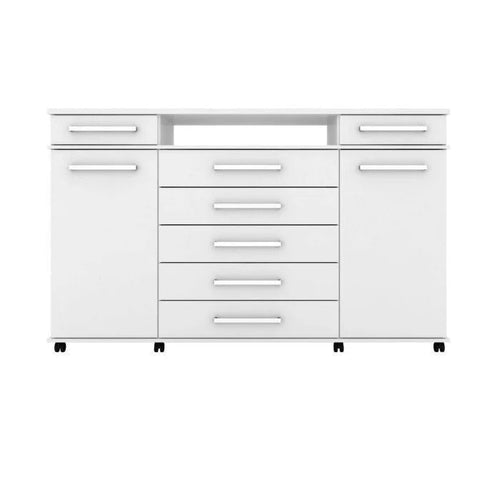 Cômoda 2 Portas 7 Gavetas Paris Branco Litoriane - Cômoda 2 Portas 7 Gavetas Paris Branco Litoriane