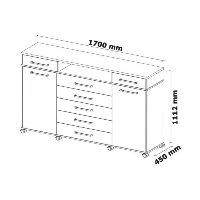 Cômoda 2 Portas 7 Gavetas Paris Branco Litoriane - Cômoda 2 Portas 7 Gavetas Paris Branco Litoriane