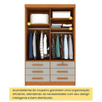 Guarda-Roupa Solteiro 2 Portas de Correr 6 Gavetas MDP Cinamomo Off White Chicago Litoriane