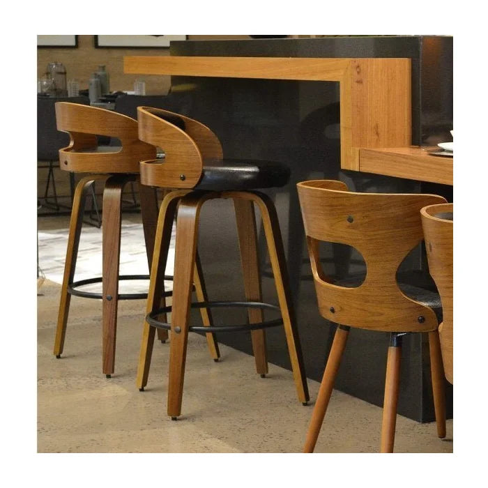 Banqueta para Cozinha Alta Giratória Madeira Rustica Litoriane