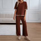 Conjunto Feminino Ivory Litoriane - Blusa Ampla Manga Curta + Calça Cintura Alta - Conjunto Feminino Ivory Litoriane