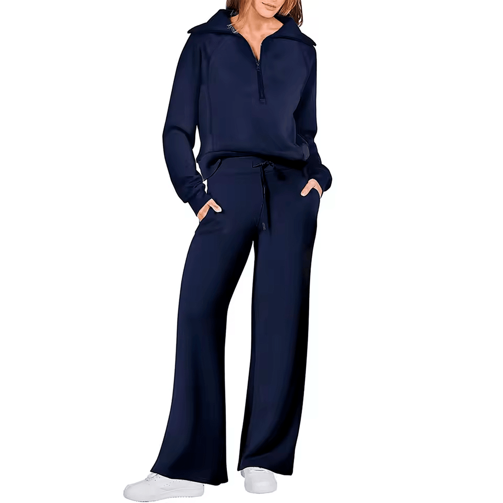 Conjunto Feminino Jetset Comfort Litoriane - Suéter com Gola Alta e Zíper 2 em 1 - Conjunto Feminino Jetset Comfort Litoriane