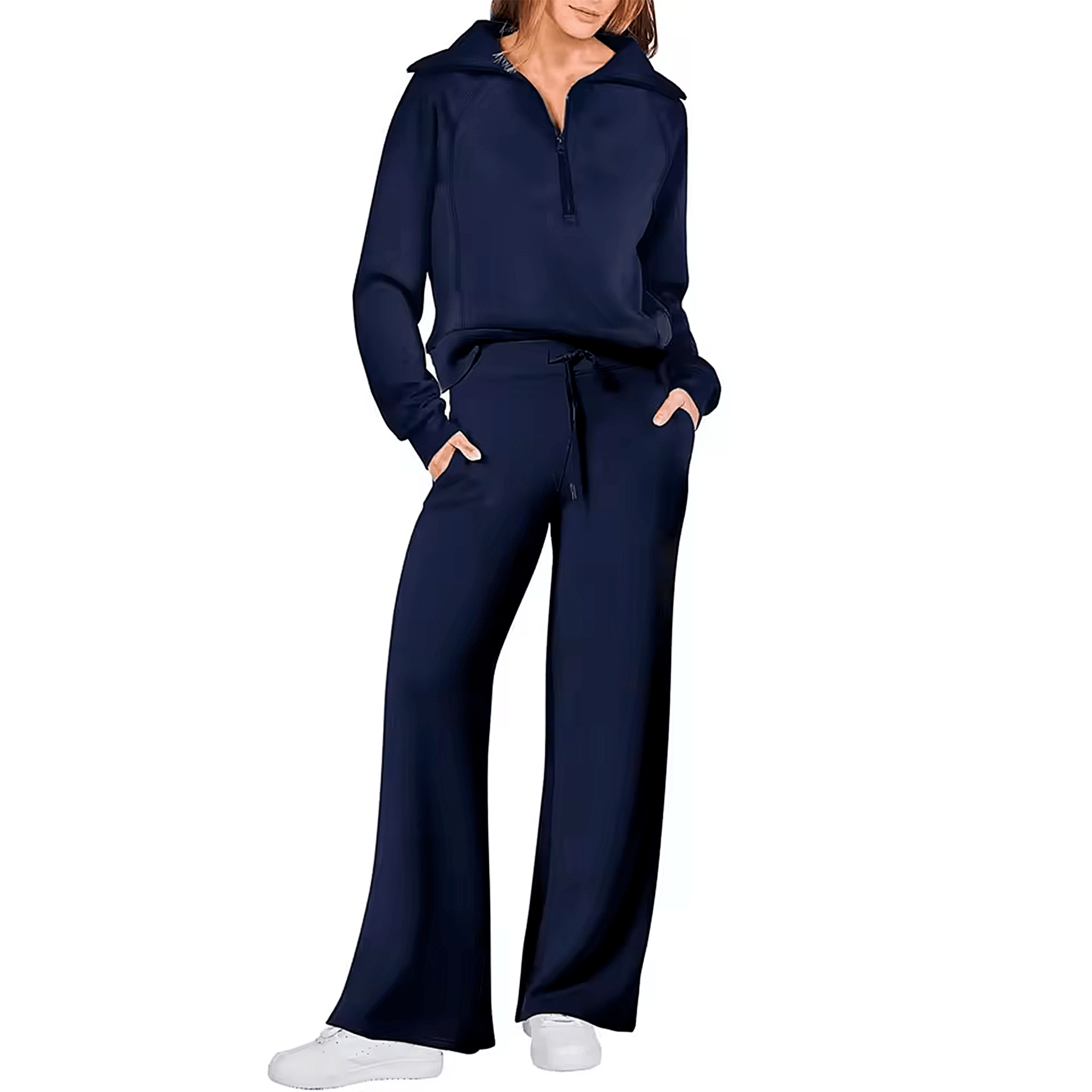 Conjunto Feminino Jetset Comfort Litoriane - Suéter com Gola Alta e Zíper 2 em 1 - Conjunto Feminino Jetset Comfort Litoriane
