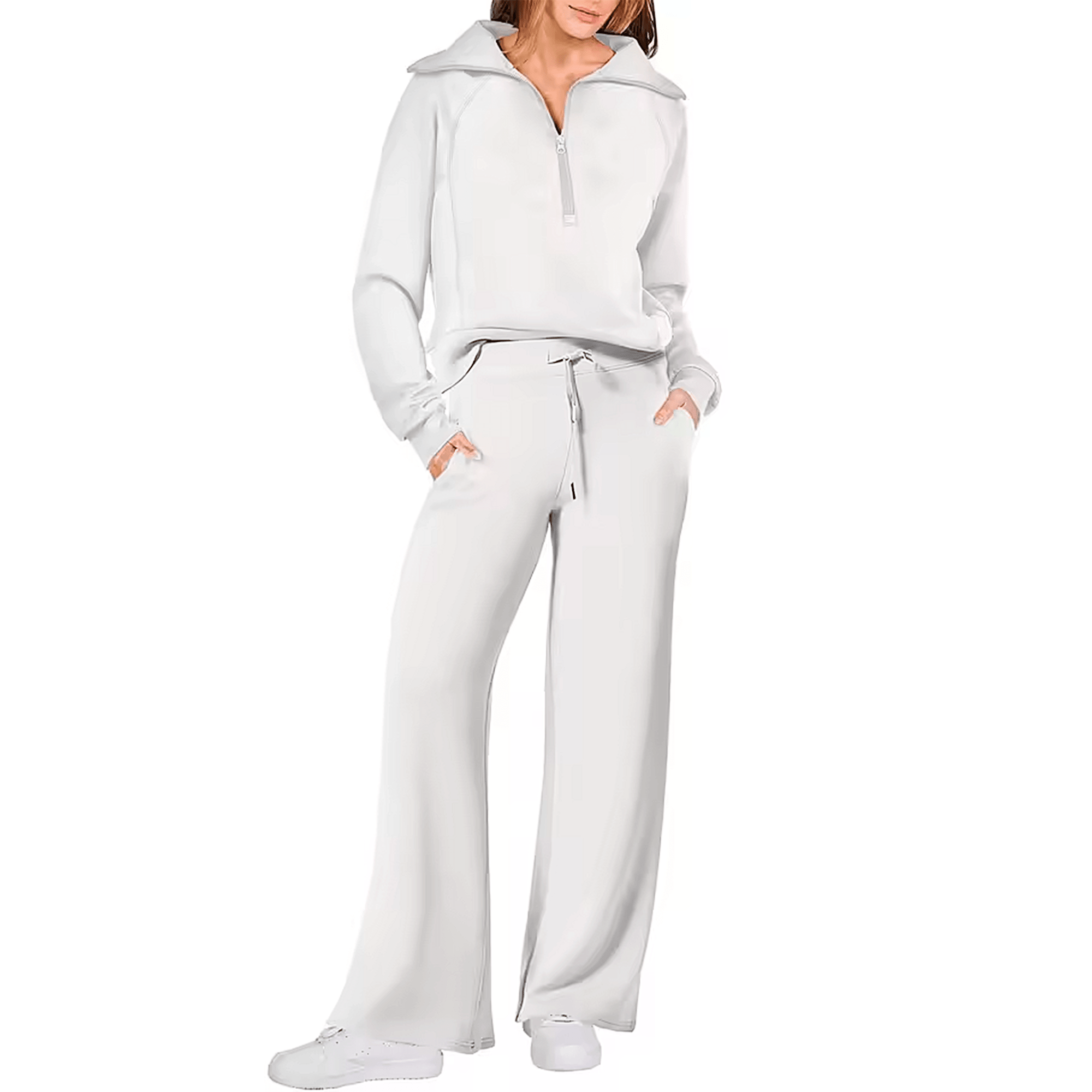 Conjunto Feminino Jetset Comfort Litoriane - Suéter com Gola Alta e Zíper 2 em 1 - Conjunto Feminino Jetset Comfort Litoriane