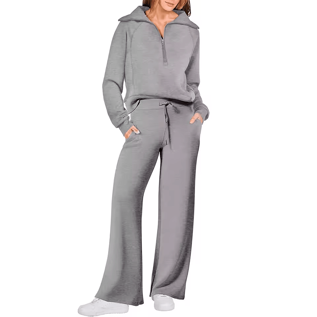 Conjunto Feminino Jetset Comfort Litoriane - Suéter com Gola Alta e Zíper 2 em 1 - Conjunto Feminino Jetset Comfort Litoriane