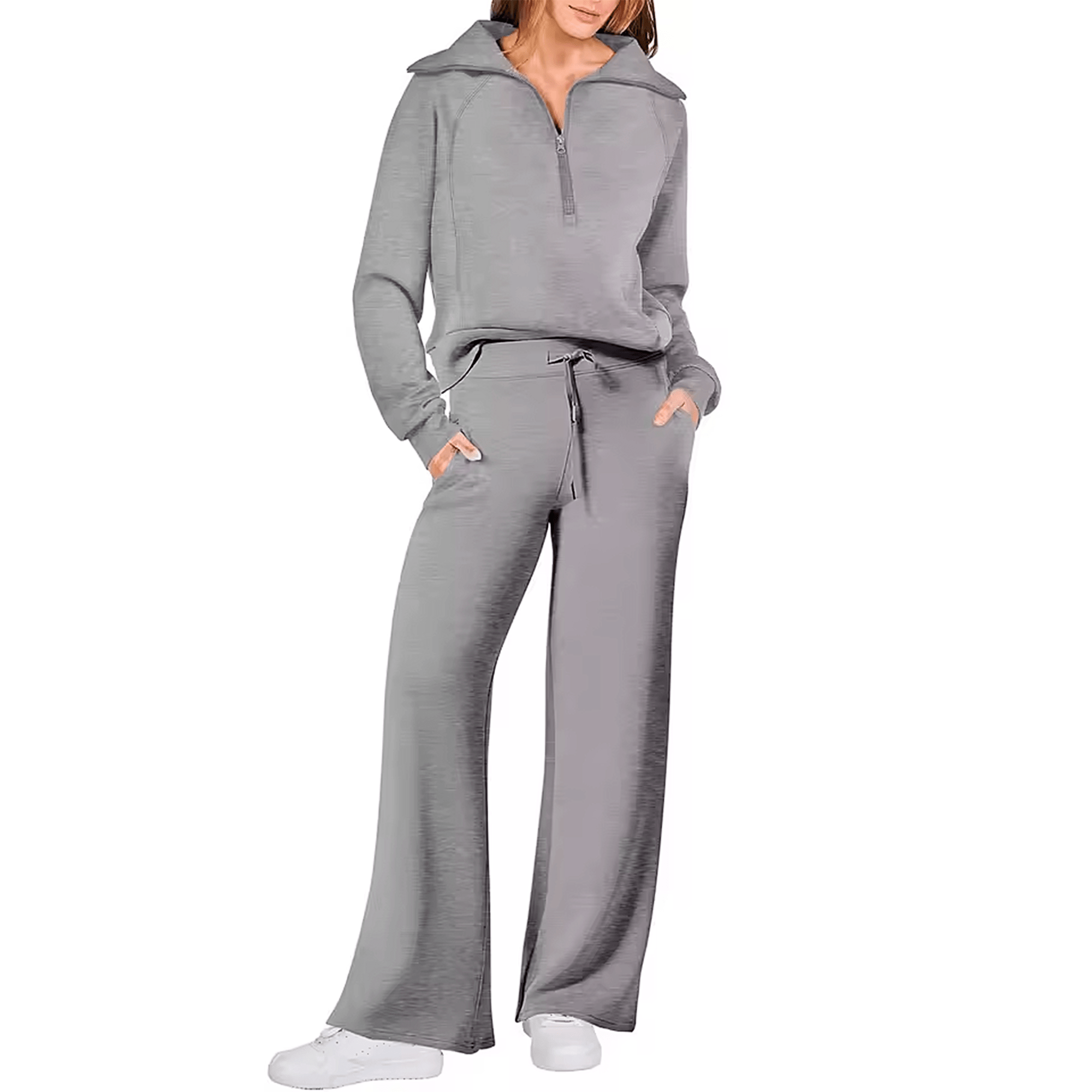Conjunto Feminino Jetset Comfort Litoriane - Suéter com Gola Alta e Zíper 2 em 1 - Conjunto Feminino Jetset Comfort Litoriane