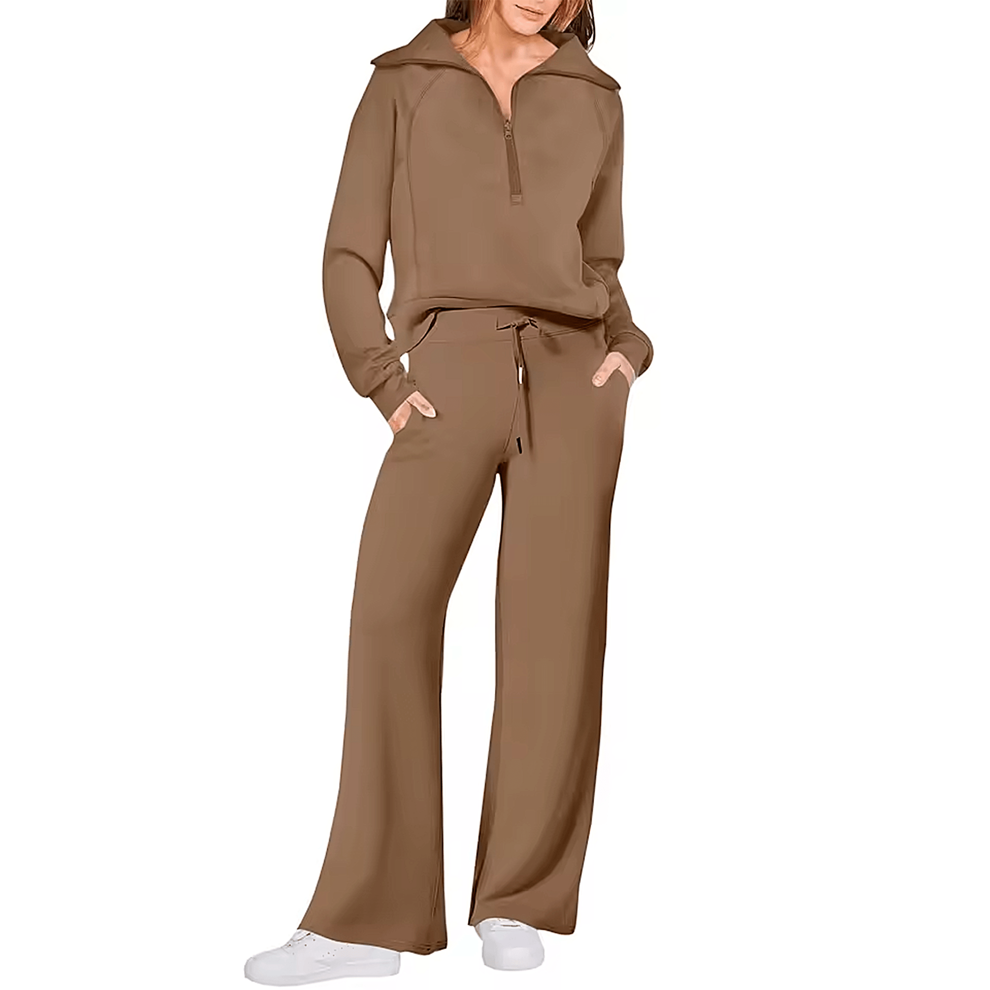 Conjunto Feminino Jetset Comfort Litoriane - Suéter com Gola Alta e Zíper 2 em 1 - Conjunto Feminino Jetset Comfort Litoriane