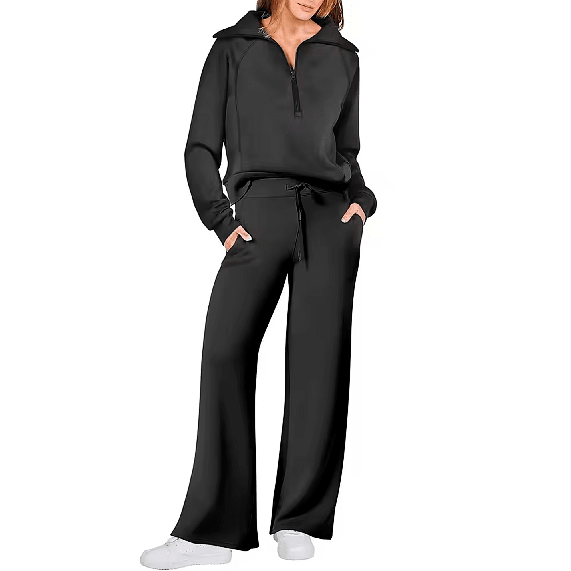 Conjunto Feminino Jetset Comfort Litoriane - Suéter com Gola Alta e Zíper 2 em 1 - Conjunto Feminino Jetset Comfort Litoriane