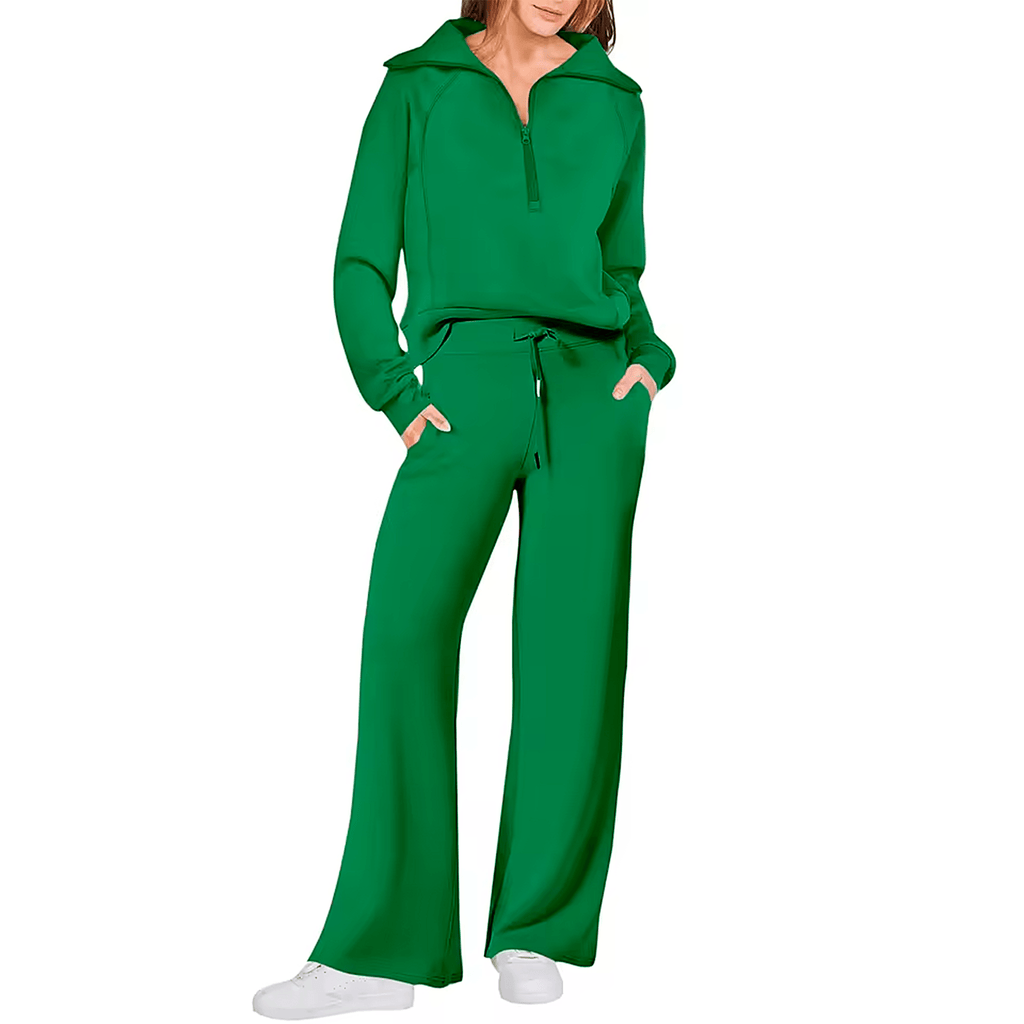 Conjunto Feminino Jetset Comfort Litoriane - Suéter com Gola Alta e Zíper 2 em 1 - Conjunto Feminino Jetset Comfort Litoriane