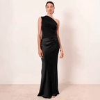 Vestido Longo Oblique Muse Litoriane - Ombro Único, Decote Diagonal, Cintura Império - Vestido Longo Oblique Muse Litoriane